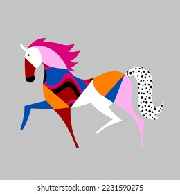 Abstract Hand Drawing Geometric Origami Unicorn Horse Logo Placement Print Vector Pattern Isolated Background