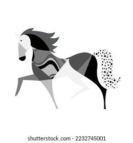 Abstract Hand Drawing Geometric Origami Unicorn Horse Logo Placement Print Vector Pattern Isolated Background