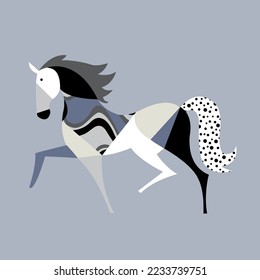 Abstract Hand Drawing Geometric Origami Unicorn Horse Logo Placement Print Vector Pattern Isolated Background