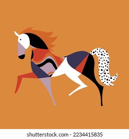 Abstract Hand Drawing Geometric Origami Unicorn Horse Logo Placement Print Vector Pattern Isolated Background