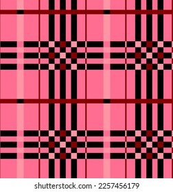 Abstract Hand Drawing Geometric Plaid Tartan  Checkered Squared Lines Stripes Seamless Vector Pattern Isolated Background