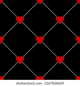 Resumen Plano Geométrico Plano Plano Gemométrico Tartán Líneas Cruzadas con Corazón Rojo Patrón Vector Sin Marea Fondo Aislado