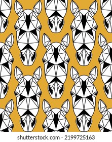Abstract Hand Drawing Geometric Polygonal Horse Head Logo Seamless Vector Pattern Isolated Background 
