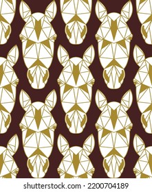 Abstract Hand Drawing Geometric Polygonal Horse Head Logo Seamless Vector Pattern Isolated Background 