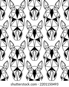 Abstract Hand Drawing Geometric Polygonal Horse Head Logo Seamless Vector Pattern Isolated Background 