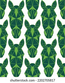 Abstract Hand Drawing Geometric Polygonal Horse Head Logo Seamless Vector Pattern Isolated Background 