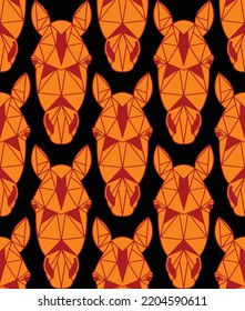 Abstract Hand Drawing Geometric Polygonal Horse Head Logo Seamless Vector Pattern Isolated Background 