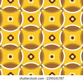 Abstrakte, geometrische Runderneuerungskreise mit Blumen Nahtloses Vektormuster, isolierter Hintergrund 