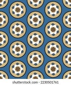 Resumen Dibujo A Mano Geométrico Tile Floral Círculo Estrella Formas De Estrella De Círculo Floral Patrón Vector Sin Maravilla Fondo Aislado