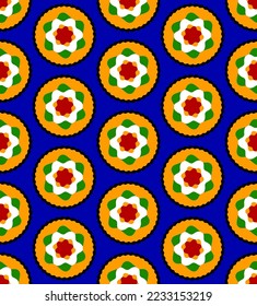 Resumen Dibujo A Mano Geométrico Tile Floral Círculo Estrella Formas De Estrella De Círculo Floral Patrón Vector Sin Maravilla Fondo Aislado