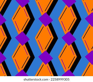Abstract Hand Drawing Geometric Retro Diamond Argyle Shapes Seamless Art Deco Vector Pattern Isolated Background