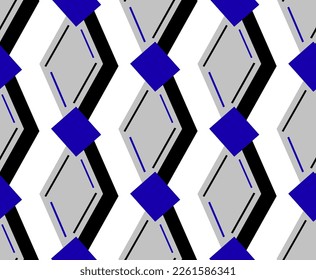 Abstract Hand Drawing Geometric Retro Diamond Argyle Shapes Seamless Art Deco Vector Pattern Isolated Background