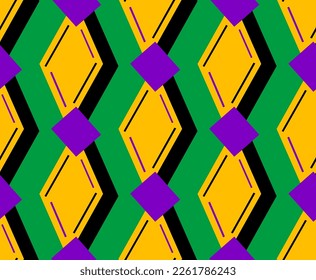 Abstract Hand Drawing Geometric Retro Diamond Argyle Shapes Seamless Art Deco Vector Pattern Isolated Background