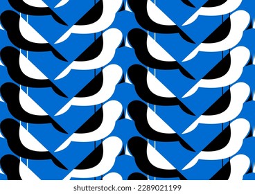 Abstract Hand Drawing Geometric Retro Tile Art Deco Canary Birds Seamless Vector Pattern Isolated Background