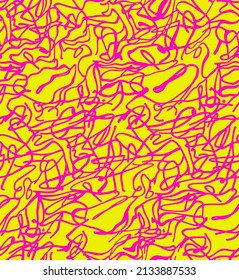 Abstract Hand Drawing Geometric Scribble Lines Seamless Vector Pattern Isolated Background 