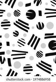 Abstract Hand Drawing Geometric Shapes Strokes and Dots Repeating Vector Pattern Isolated Background