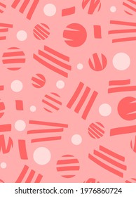 Abstract Hand Drawing Geometric Shapes Strokes and Dots Repeating Vector Pattern Isolated Background