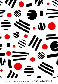 Abstract Hand Drawing Geometric Shapes Strokes and Dots Repeating Vector Pattern Isolated Background