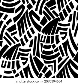 Abstract Hand Drawing Geometric Shapes Brush Strokes Stripes Seamless Vector Pattern Isolated Background
