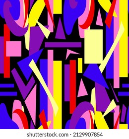 Abstract Hand Drawing Geometric Shapes Triangles Squares Rectangles Seamless Vector Pattern Isolated Background