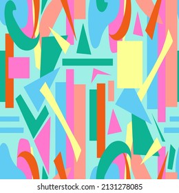 Abstract Hand Drawing Geometric Shapes Triangles Squares Rectangles Seamless Vector Pattern Isolated Background