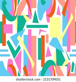 Abstract Hand Drawing Geometric Shapes Triangles Squares Rectangles Seamless Vector Pattern Isolated Background