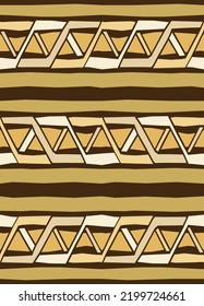 Abstract Hand Drawing Geometric Shapes Triangles Horizontal Lines Borders Stripes Seamless Vector Pattern Isolated Background