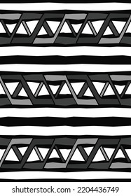 Resumen Formas Geométricas De Dibujo Mano Triángulos Líneas Horizontales Bordes Bandas Patrón Vector Sin Margen Fondo Aislado