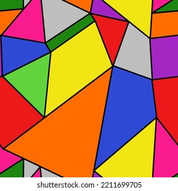 Abstract Hand Drawing Geometric Shapes Triangles Lines Strokes Seamless Origami Vector Pattern Isolated Flat Background