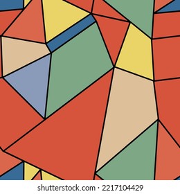 Abstract Hand Drawing Geometric Shapes Triangles Lines Strokes Seamless Origami Vector Pattern Isolated Flat Background
