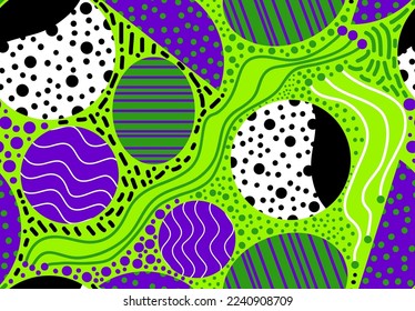 Abstract Hand Drawing Geometric Shapes Dots Stripes Lines Seamless Vector Pattern Isolated Background