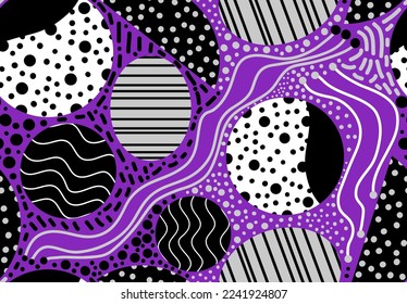Abstract Hand Drawing Geometric Shapes Dots Stripes Lines Seamless Vector Pattern Isolated Background
