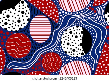 Abstract Hand Drawing Geometric Shapes Dots Stripes Lines Seamless Vector Pattern Isolated Background