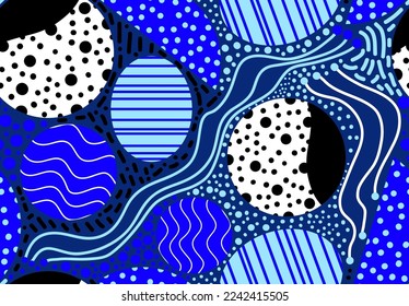 Abstract Hand Drawing Geometric Shapes Dots Stripes Lines Seamless Vector Pattern Isolated Background