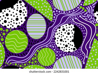 Abstract Hand Drawing Geometric Shapes Dots Stripes Lines Seamless Vector Pattern Isolated Background