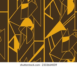 Abstract Hand Drawing Geometric Shapes Triangles Lines Stripes Maze Labyrinth Seamless Vector Pattern Isolated Background