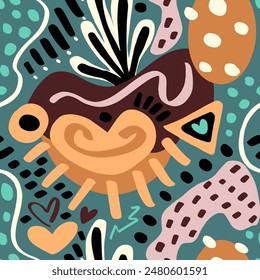 Dibujo Abstractas de la mano Formas geométricas Pop sin fisuras Patrón de Vector de arte Fondo aislado