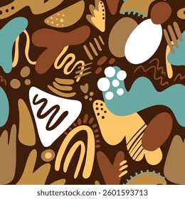 Abstract Hand Drawing Geometric Shapes Seamless Pop Art Vector Pattern Isolated Background