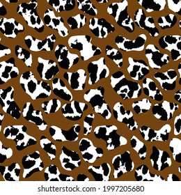 Abstract Hand Drawing Geometric Squares with Leopard Dalmatian Cow Animal Skin Texture Seamless Vector Pattern Isolated Background