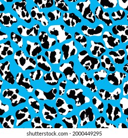 Abstract Hand Drawing Geometric Squares with Leopard Dalmatian Cow Animal Skin Texture Seamless Vector Pattern Isolated Background