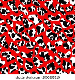 Resumen de las plazas geométricas de dibujo a mano con piel animal de vaca dálmata de leopardo Textura Vector sin soldadura patrón aislado fondo