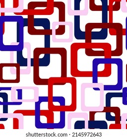 Abstract Hand Drawing Geometric Squares Rectangles Seamless Retro Vector Pattern Isolated Background