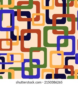 Abstrakter handgezeichneter geometrischer Quadrate Rechtecke Nahtlose Muster eines Retro-Vektormusters einzeln auf Hintergrund