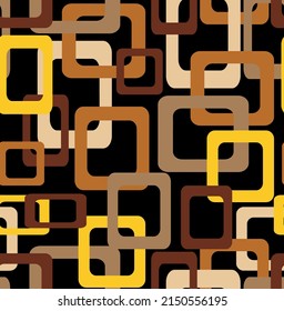 Abstract Hand Drawing Geometric Squares Rectangles Seamless Retro Vector Pattern Isolated Background