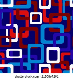 Abstract Hand Drawing Geometric Squares Rectangles Seamless Retro Vector Pattern Isolated Background