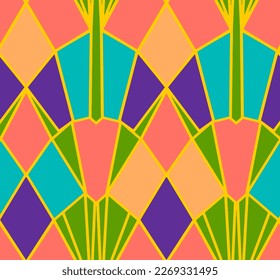 Abstract Hand Drawing Geometric Symmetric Shapes Grid Fence Seamless Vector Pattern Isolated Background