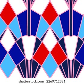 Abstract Hand Drawing Geometric Symmetric Shapes Grid Fence Seamless Vector Pattern Isolated Background