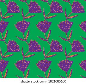 Abstracto Flores geométricas de mosaico de mano y hojas patrón vectorial repetidor fondo aislado 