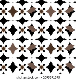 Abstracto Plano De Mano De Láminas Geométricas Flores de cerámica y hojas Patrón vectorial sin soldadura Fondo aislado 