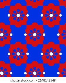 Abstract Hand Drawing Geometric Tile Ethnic Flower Shapes Seamless Fabric Design Vector Pattern Isolated Background